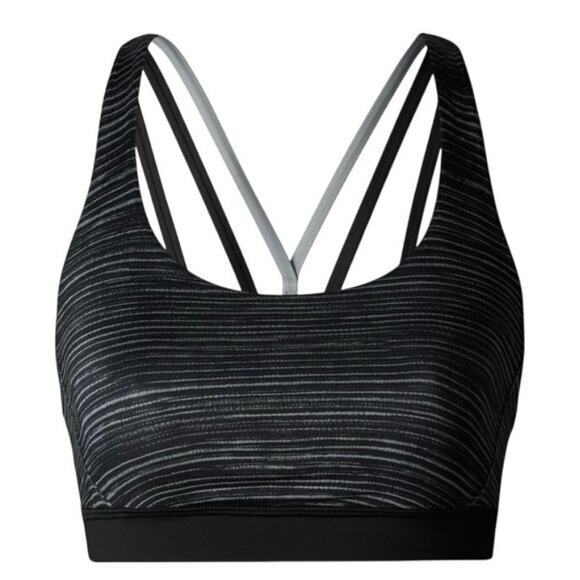 Lululemon Women 4 Energy Bra Exhale Blurry Belle Battleship Black & Grey Striped - Picture 3 of 13